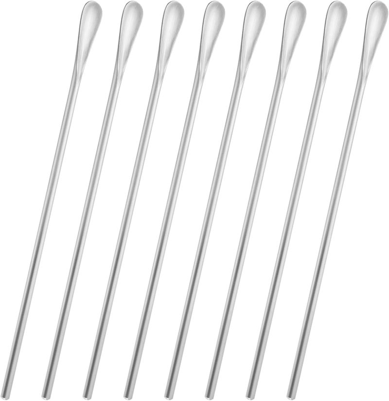 luvtree 8-Pack 8.5" / 21.8cm Stainless Steel Long Handle Stirring & Mixing Spoon – Reusable Bar Tool for Coffee, Tea, Iced Drinks & Cocktails - Image 1
